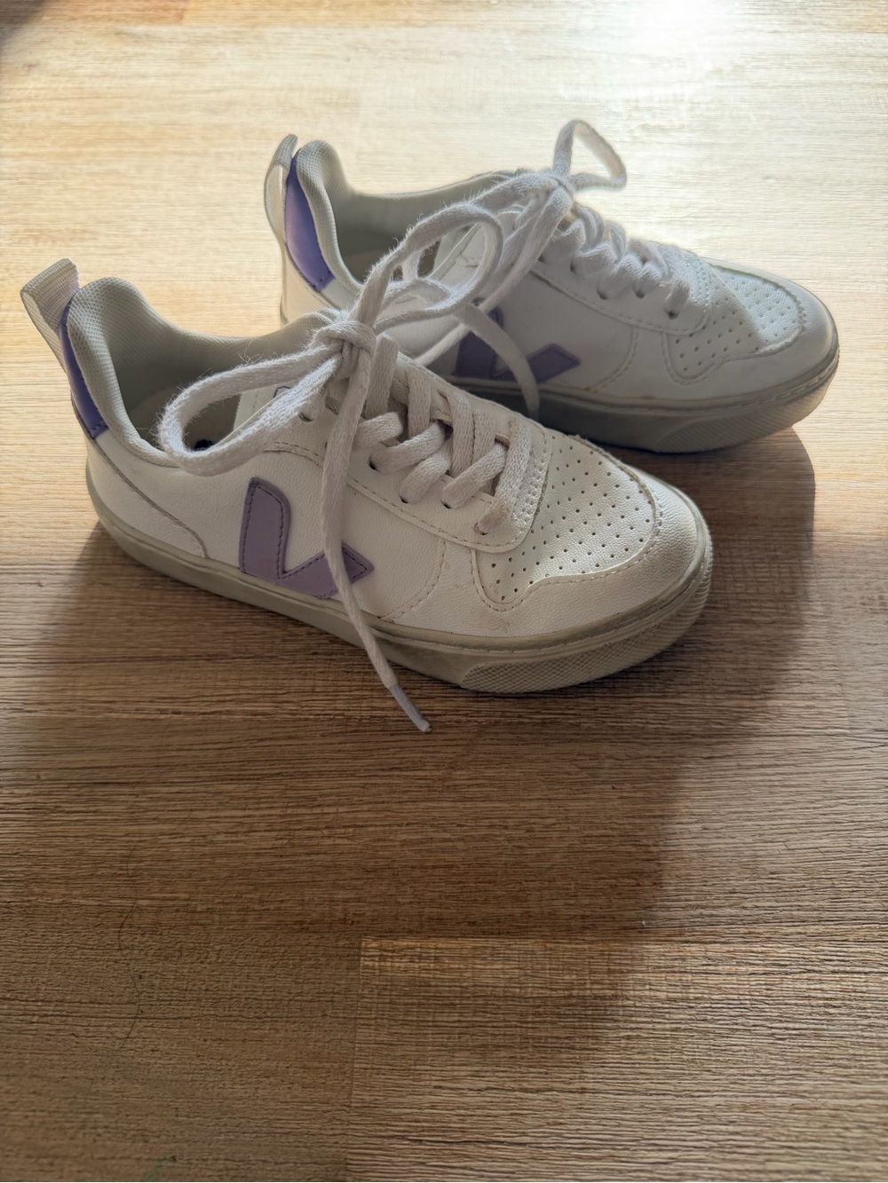 Veja White Sneakers with Lavender Accents